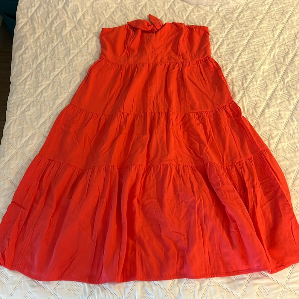 Coral strapless sun dress